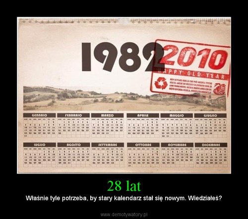 Demotywatory - 28 lat - Właśnie tyle potrzeba, by stary kalendarz stał się nowym.jpg